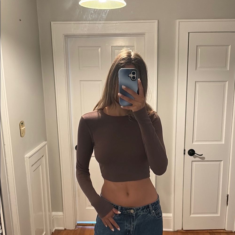 Garage Brown Fitted Crop Top